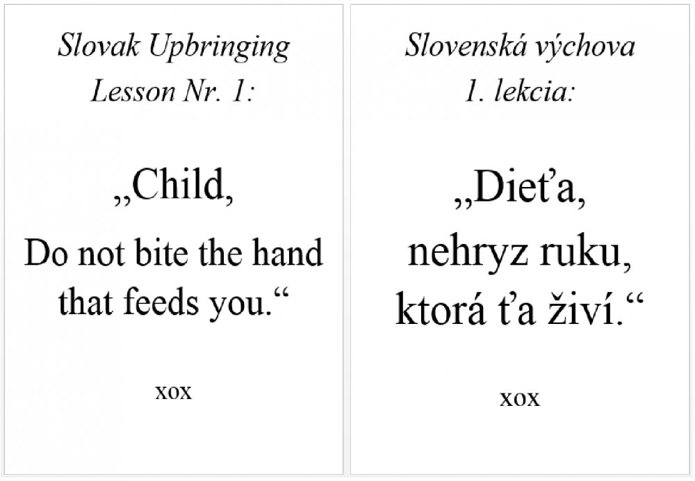 Zora Vachova - Slovak Upbringing, Lesson Nr. 1